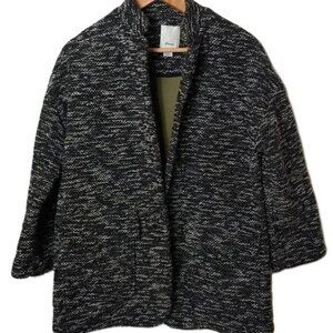 Anthropologie Open Front Elevenses Minka Tweed Marled Coat Lagenlook Minimal